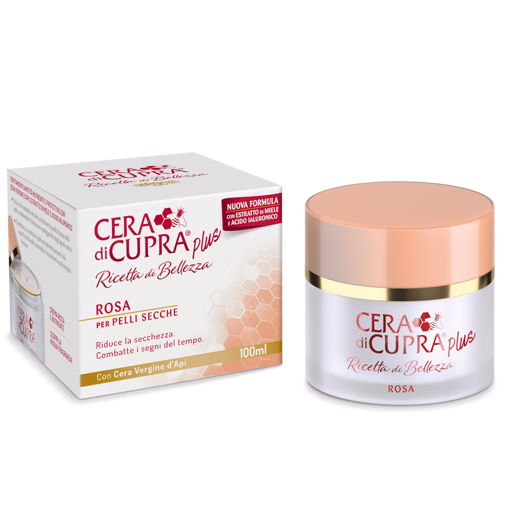 Cera di Cupra Plus Rosa, met bijenwas, honingextract, hyaluronzuur, vitamine E en plantaardige oliën, voor de droge/normale huid, ook geschikt voor mannen - Pot 100 ml