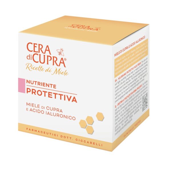 Cera di Cupra Ricette di Miele crema Nutriente Protettiva, een weldadige crème met Cupra honing, Hyaluronzuur en Vitamine E met veel comfort voor een droge tot zeer droge huid.